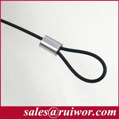 RUIWOR RW0009 الحجم القابل للتخصيص حلقة نهاية العمل مع صندوق سحب مكافحة السرقة / ربط الأمان القابل للاستحواذ / كابل retractor المزود