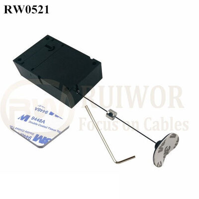 RW0521 Cuboid Anti Theft Pull Box With Retractable Cable And 33x19MM Oval Sticky Flexible Rubber Tips Cable End