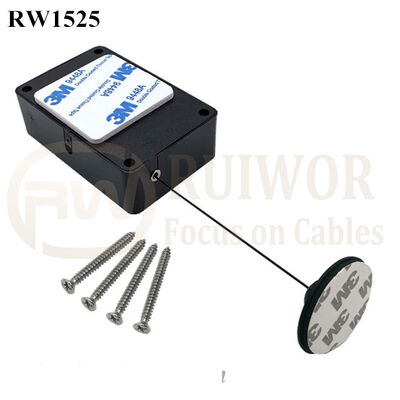 RW1525 Cuboid Multifunctional Retractable Cable With Dia 38mm Circular Adhesive Plastic Plate Connector