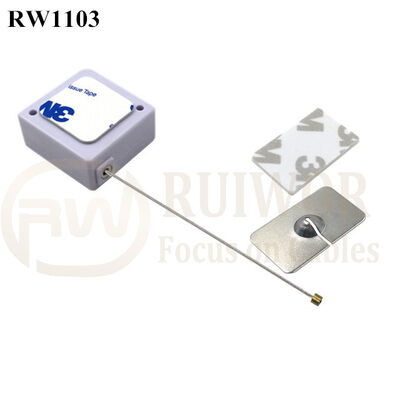 RuiWor RW1103 Mini Square Anti Theft Retractable Cable With 25*20MM Rectangular Adhesive Metal Plate For Open Sale Security
