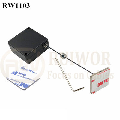 RuiWor RW1103 Square Retractable Anti Theft Pull Box Plus 35X20mm Rectangular Adhesive Metal Plate
