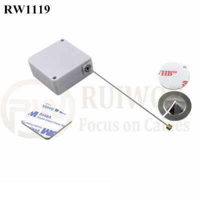 RuiWor RW1119 Square Retractable Extension Cord Reel Plus Dia 22mm Circular Sticky Metal Plate