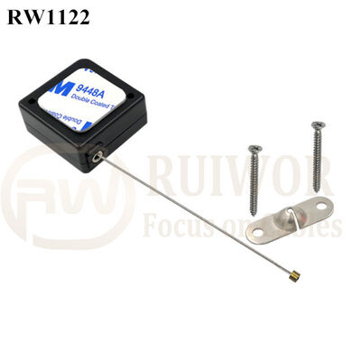 RuiWor RW1122 Square Retractable Tool Lanyard Plus Perforated Metal Plate Connector Installed By Screw