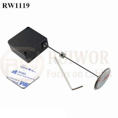 RuiWor RW1119 Mini Square Anti Theft Retail Cable With 22MM Circle Sticky Metal Plate For Open Sale Security