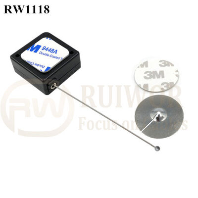 RuiWor RW1118 Square Anti Theft Cable Retractor Plus Dia 38mm Circular Sticky Metal Plate Used In Security Solutions