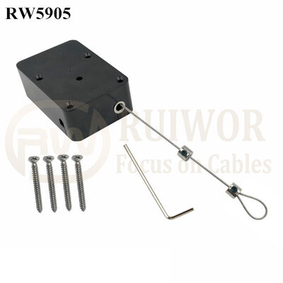 RW5905 Cuboid Heavy Duty Retractable Tether Stop Function Optional Plus Adjustalbe Lasso Loop End By Small Lock And Allen Key